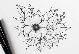 dainty fine line flower tattoo tattoo idea