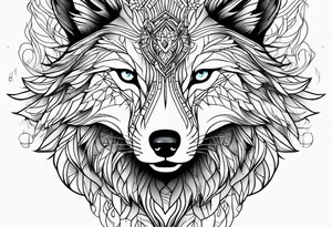 Abstract wolf face , tree of life tattoo idea