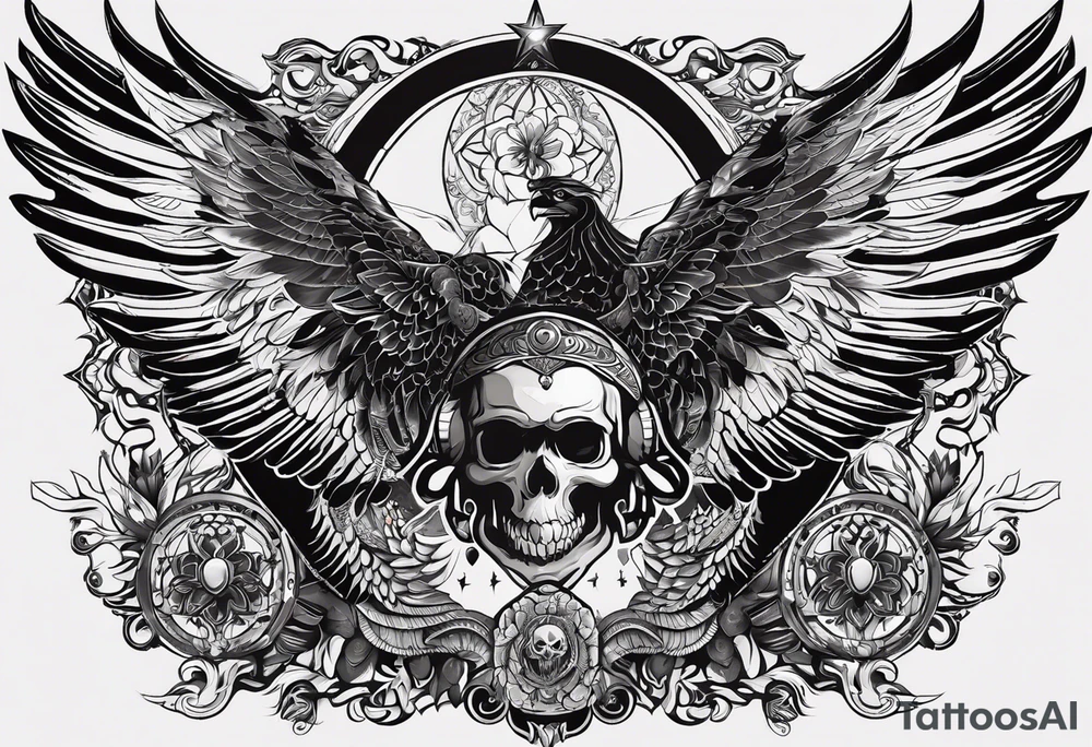 black kali, goddess pirate, alien, angel, pachamama, valkrye, warrior, flying, skull, lotus azul, wing, eagle, zenza resonance, stars, 5D, anahata chakra, death, durga, riding on a tiger, flying lady tattoo idea