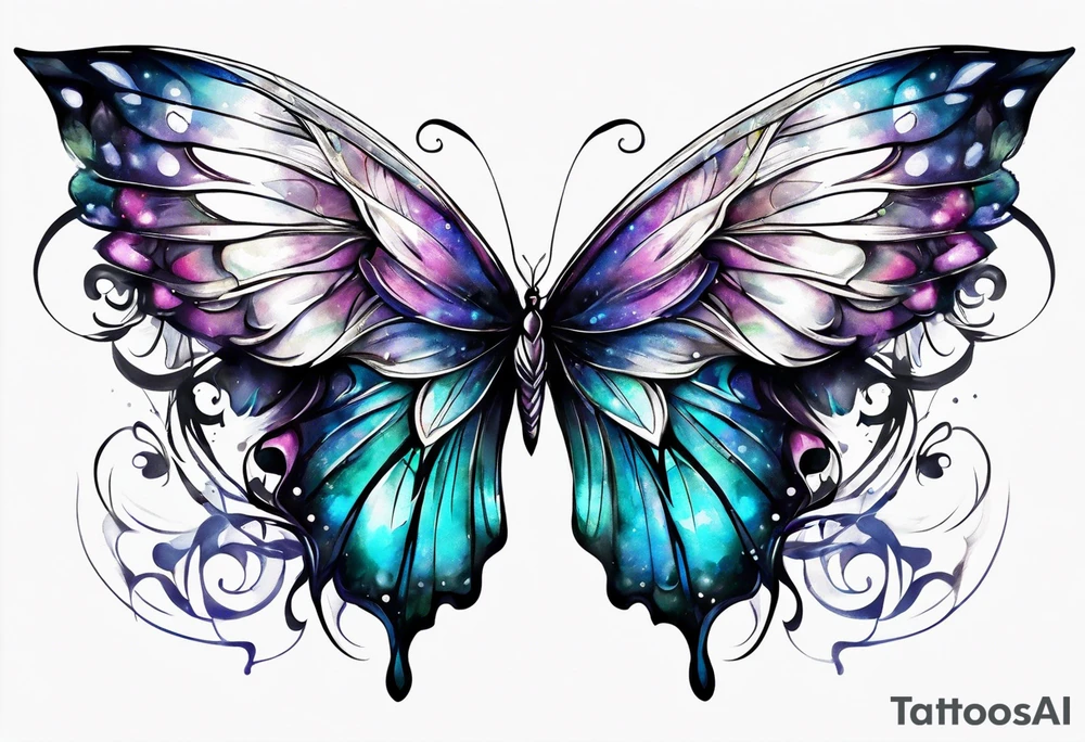 Half Butterfly half angel wings tattoo idea