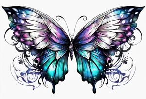Half Butterfly half angel wings tattoo idea