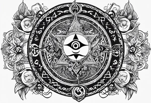 gods of Scandinavian mythology and runes tattoo idea