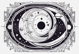 I wanna a tattoo in my wrist with a shape of rectangle wide as a bracelet with astronomy theme galaxy planets and stars like stripe tattoo idea