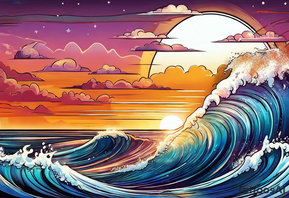sunset cold beer tattoo idea