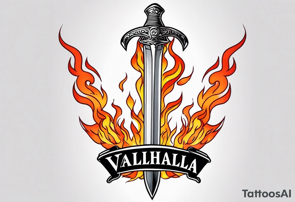 valhalla sword  funeral on fire tattoo idea
