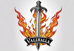 valhalla sword  funeral on fire tattoo idea