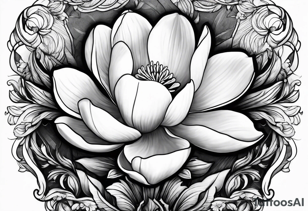two hands holding a magnolia flower in them tattoo idea