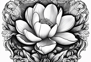two hands holding a magnolia flower in them tattoo idea