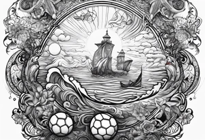 God with soccer and lighting with an ocean tattoo idea