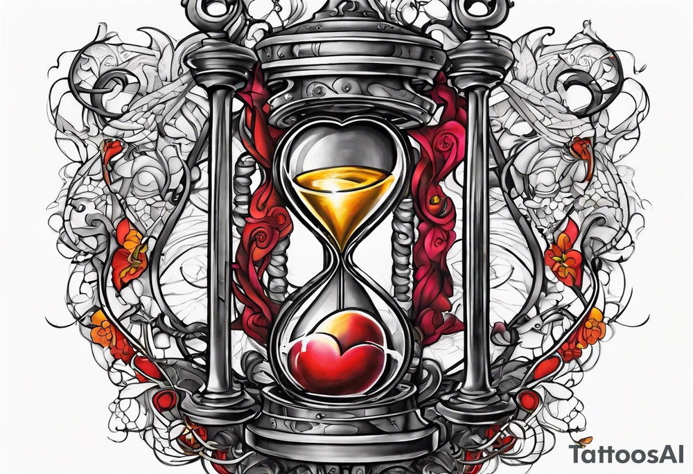 Marti Michael heart barbwire hourglass tattoo idea