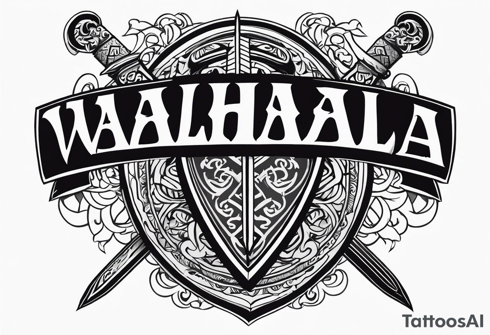 Valhalla sword shield steps tattoo idea