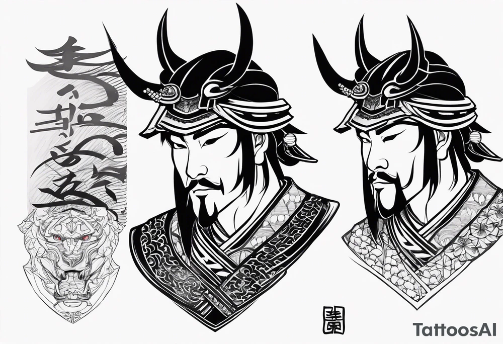 Samurai delt stancil tattoo idea