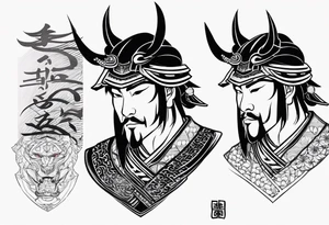 Samurai delt stancil tattoo idea