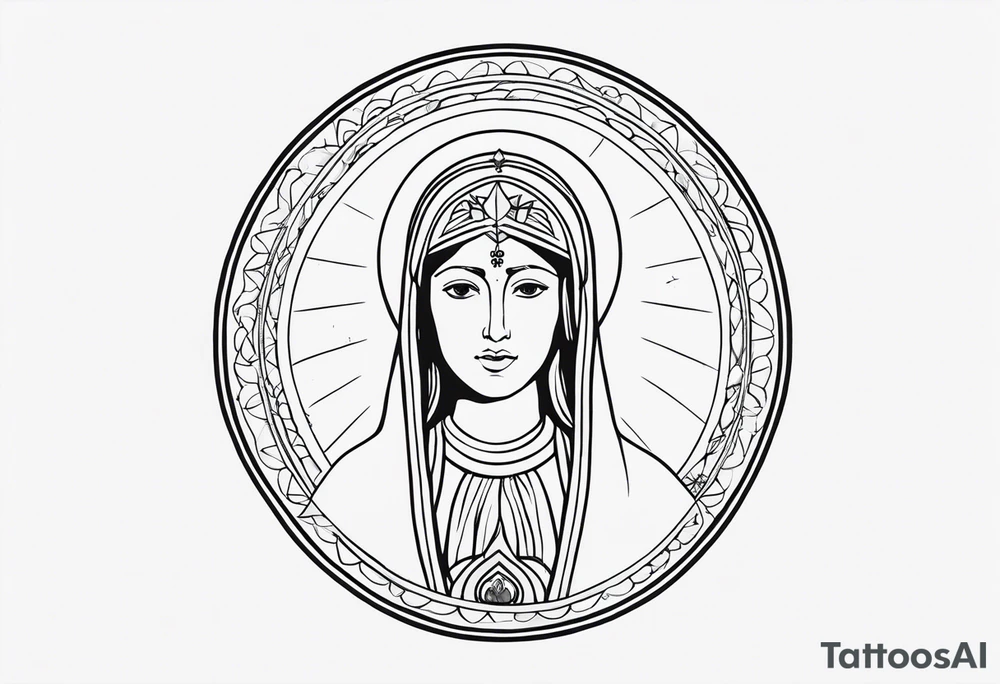 “Totus tuus”
with image of Our Lady of Aparecida outline tattoo idea