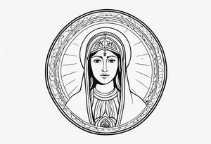 “Totus tuus”
with image of Our Lady of Aparecida outline tattoo idea