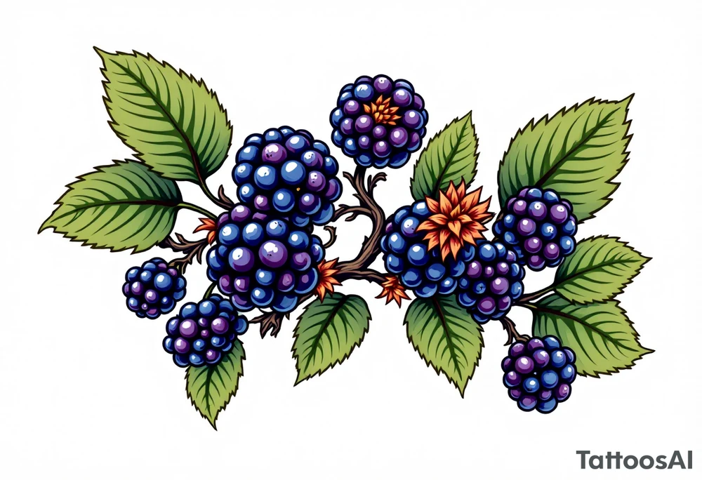 American traditional style Blackberry vine tattoo idea
