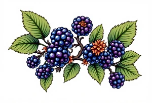American traditional style Blackberry vine tattoo idea