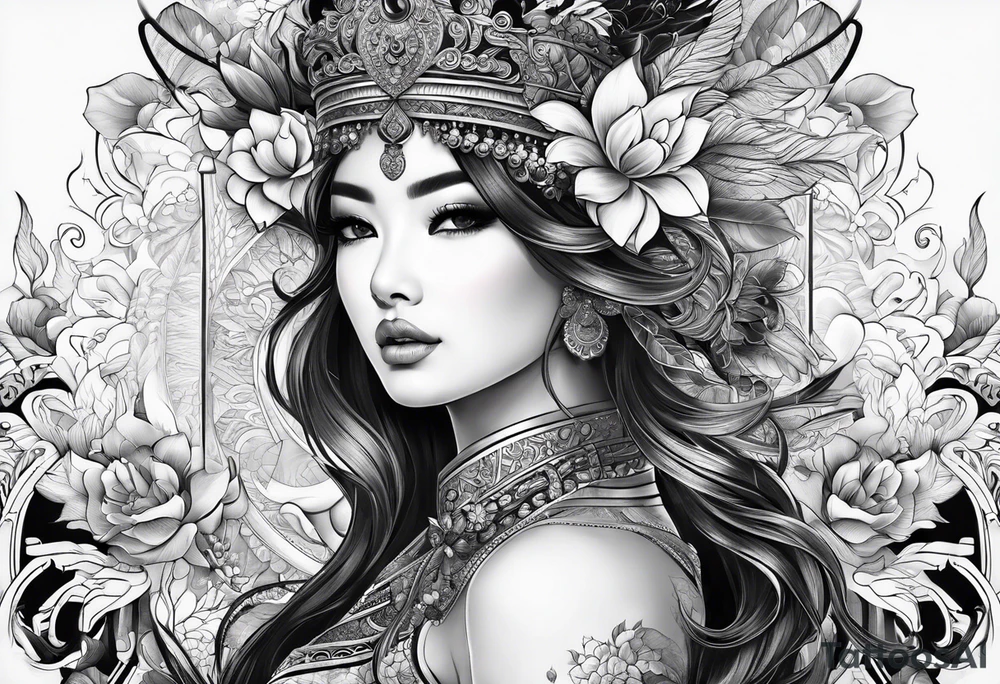 พระแม่มารีดอกบัวนก tattoo idea