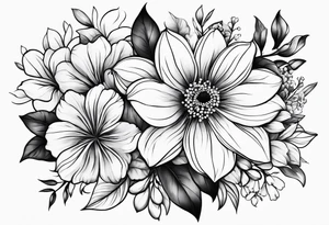 fine line flower bouquet tattoo tattoo idea