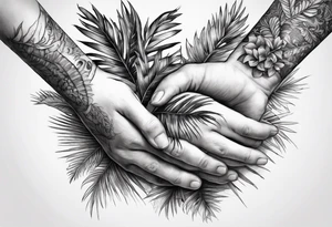palm tree but switch leaves with hands tattoo idea