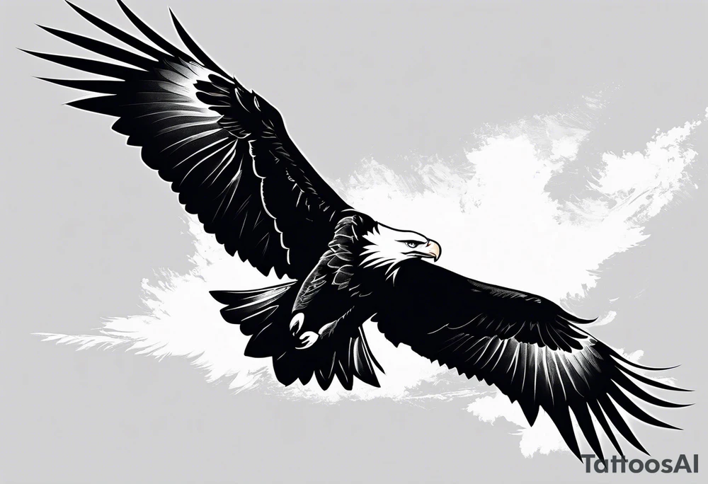 several eagles in flight silhouette symbolizing without other imagery, only the eagles tattoo idea