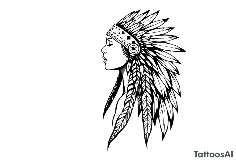 Female Native American side pose tattoo idea