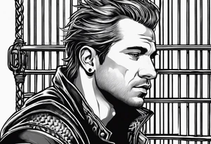 man in cage thinking tattoo idea