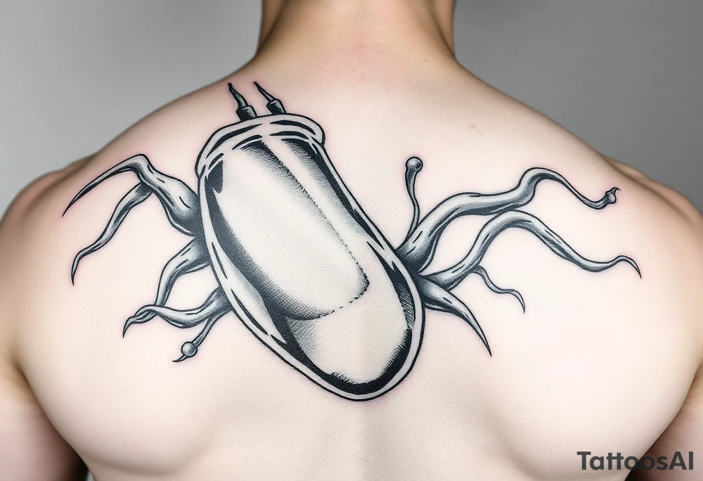 A huge veiny penis ejaculating sperm all over tattoo idea
