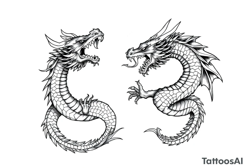 roaring dragons tattoo idea