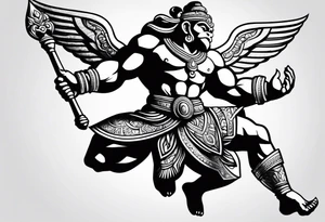 hanuman flying holding his mace tattoo idea