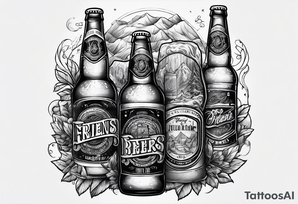friends drinking beers tattoo idea