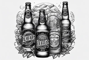 friends drinking beers tattoo idea