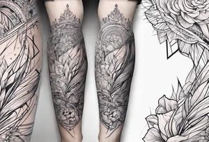 abstraction lines on leg tattoo sketch tattoo idea