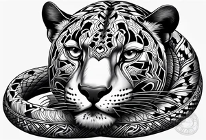 aztec black jaguar with snake tattoo idea