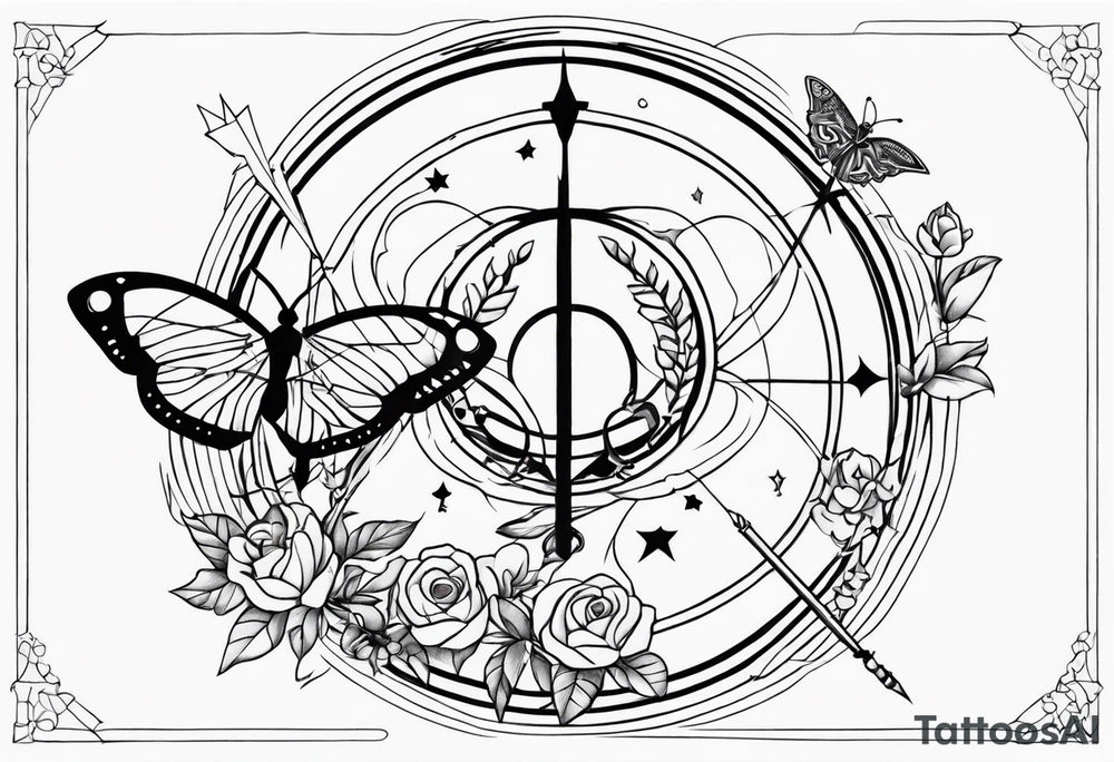 Sagittarius zodiac with butterfly and owl tattoo idea