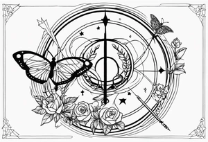 Sagittarius zodiac with butterfly and owl tattoo idea