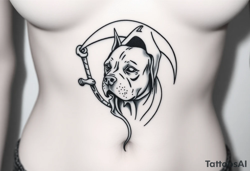 A pit bull dog as the grim reaper tattoo idea