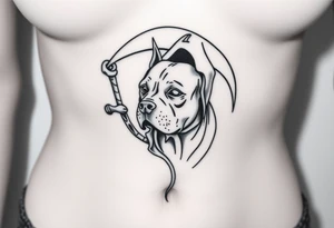 A pit bull dog as the grim reaper tattoo idea