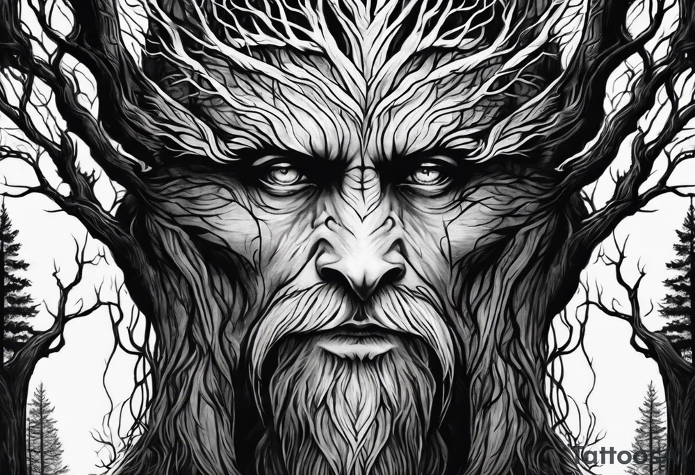 Leshy creepy tall as a tree birches tattoo idea