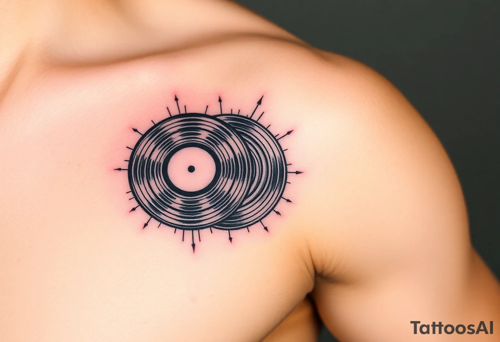 vinyl records as an expression of love for house music tattoo idea