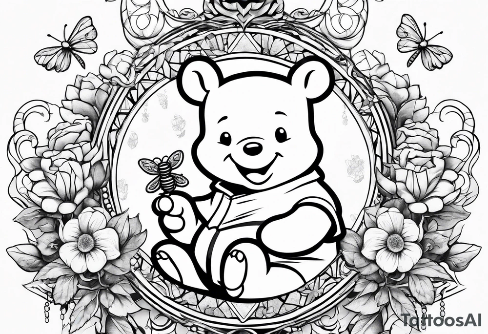 Winnie Pooh hand in the honey tattoo idea