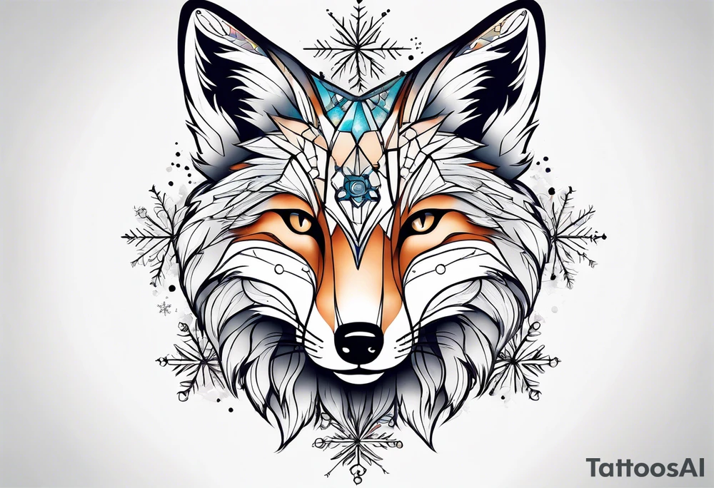 Constellation, animal fox , snowflake tattoo idea