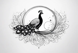 Peacock, moon, Orion, infinity tattoo idea