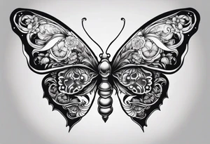 Death butterfly drugs mushroom tattoo idea