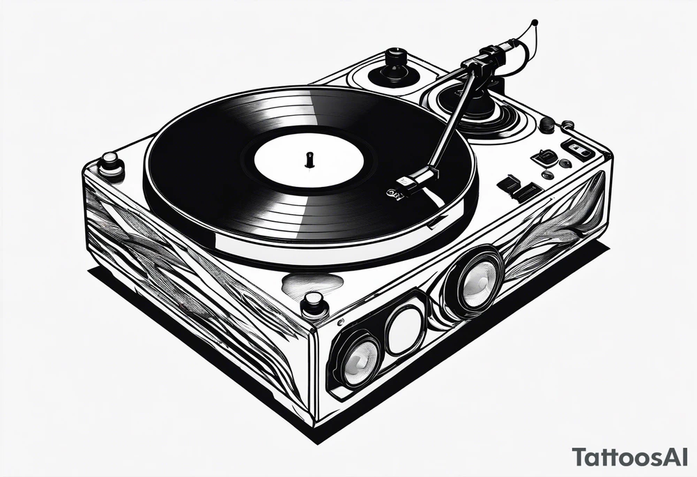 Recordplayer finline art minimalistic tattoo idea