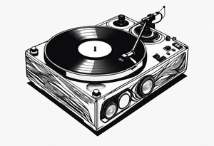 Recordplayer finline art minimalistic tattoo idea