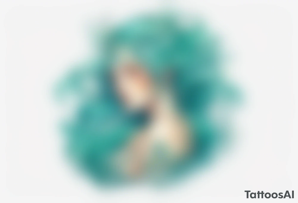 A beautiful Naiad with turquois scales and teal hair. tattoo idea