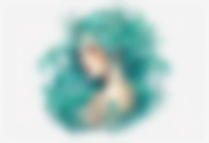 A beautiful Naiad with turquois scales and teal hair. tattoo idea