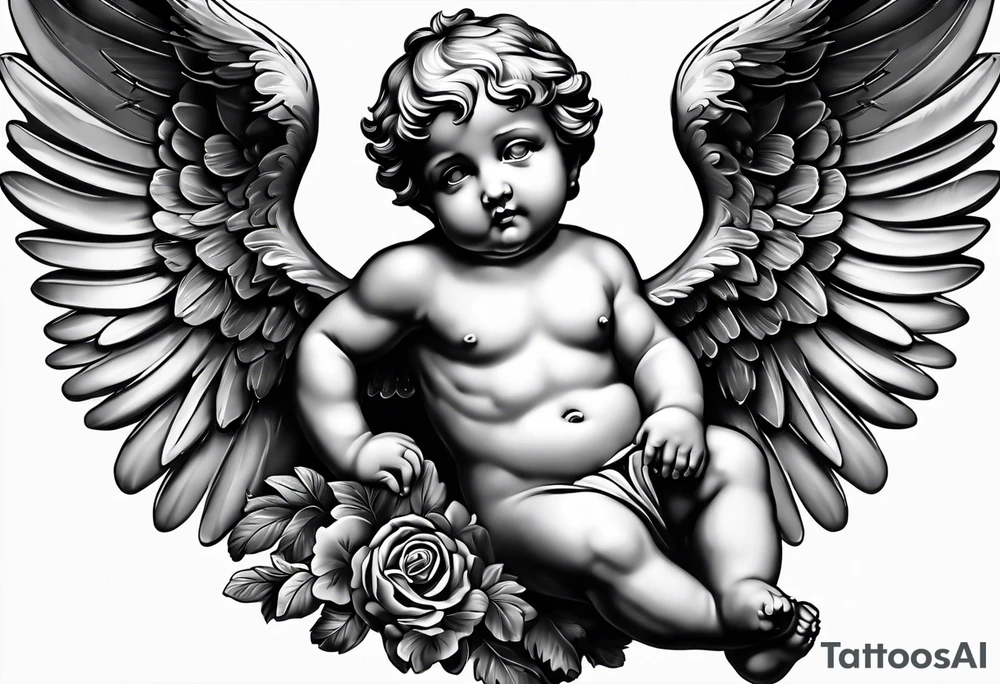 putti with wings tattoo idea