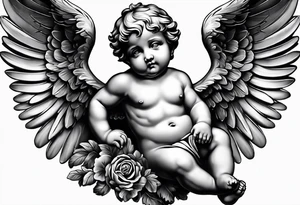 putti with wings tattoo idea